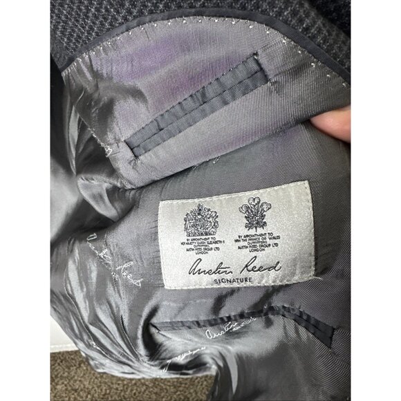 Austin Reed Signature Blazer Men’s 46L Gray Wool Check Two Button Sport Coat - Picture 6 of 8